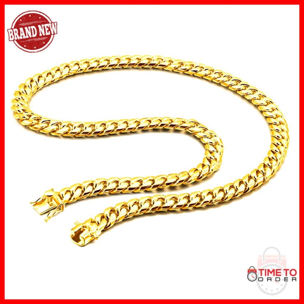 Sterling Silver Miami Cuban Link Chain Necklace 10-12mm 18-30 Inch